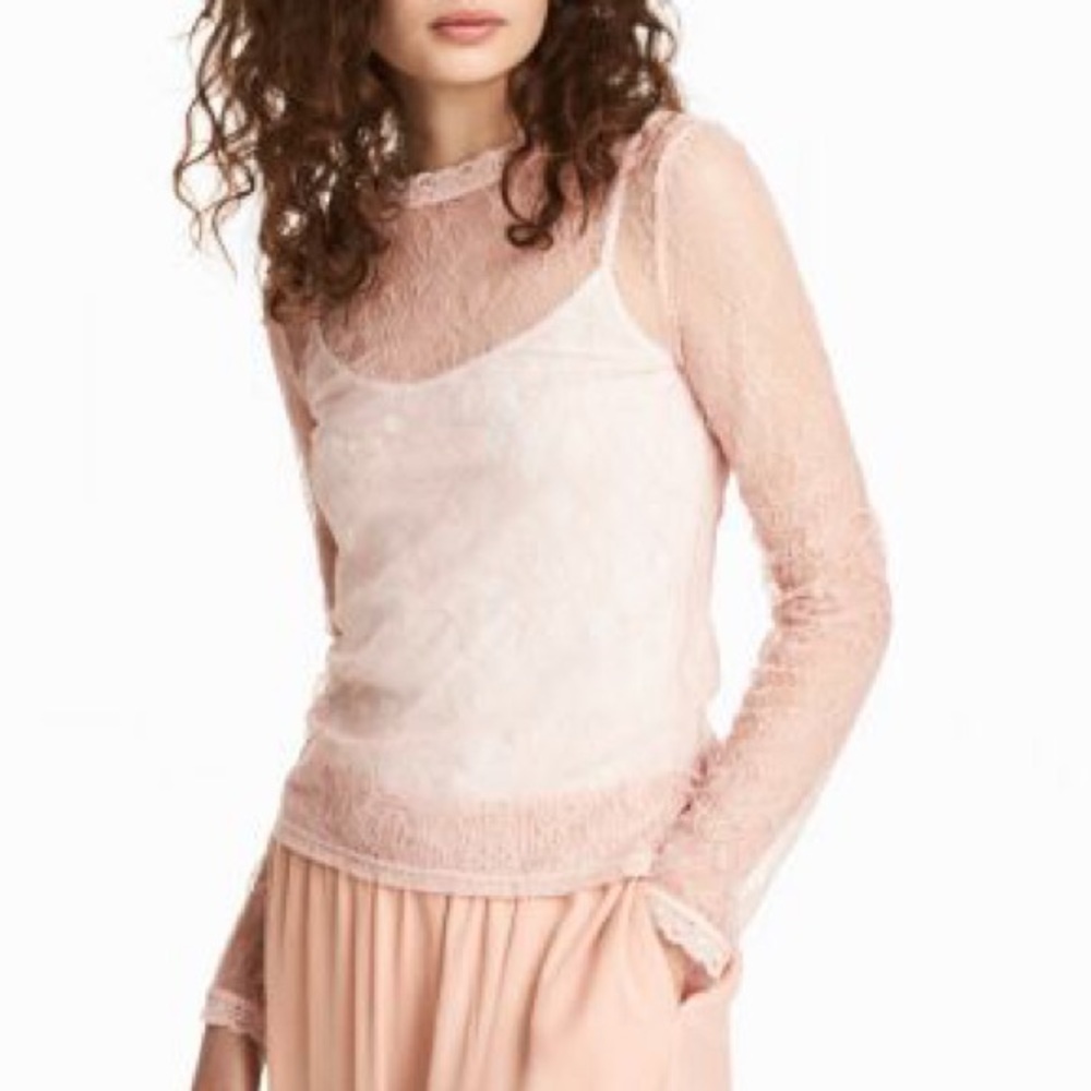 New Look Lace Fitted Top in Powder Pink Size 14 NEW